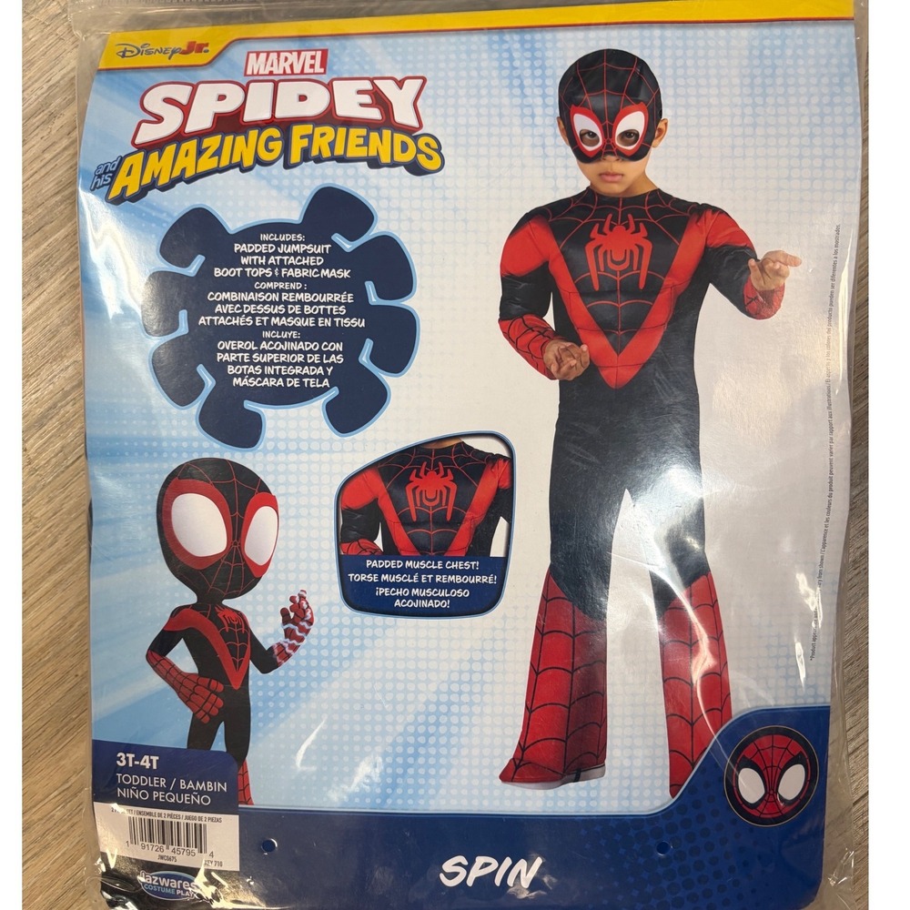Marvel Spidey and His Amazing Friends Spin Miles Morales Costume 3T-4T JWC0675